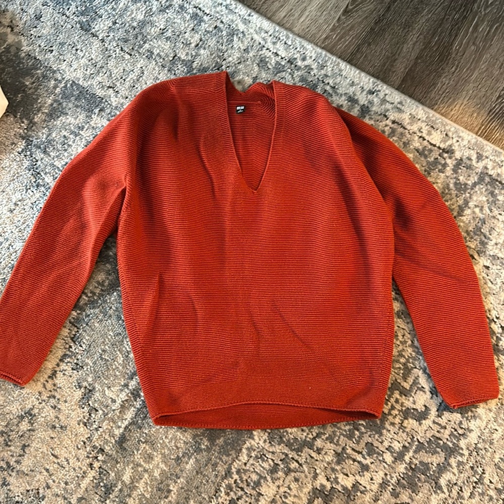 Uniqlo V-Neck Sweater Brick Color
